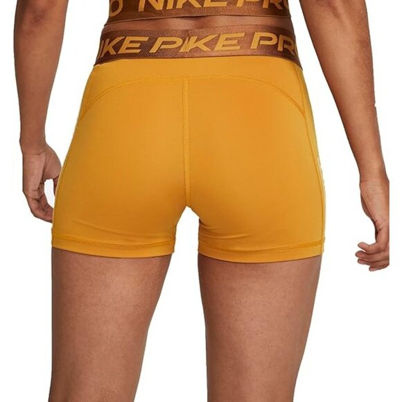Nike Pro Women's Training Shorts DQ5599-727 Gold Suede Ale Brown Size XS X-Small - Picture 3 of 7